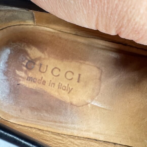 Gucci Men Size UK 9.5D US 10 Black Leather Gold Horsebit Slip On Loafer Shoes - Picture 11 of 12